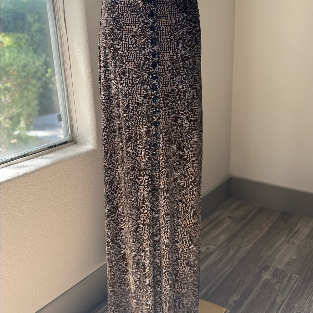 90s grunge alternative Black and brown printed maxi dress, By Briggs NY, Sz S